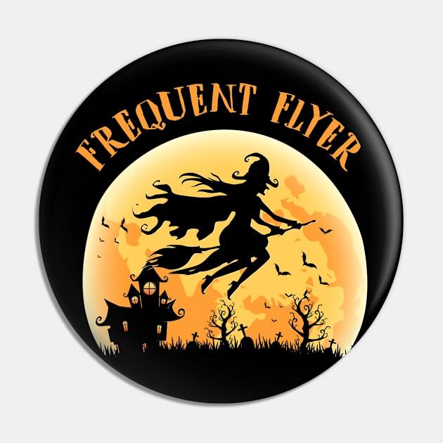 Halloween Witch Frequent Flyer Funny Ghoul Gift Pin by Dr_Squirrel