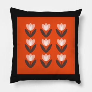 Tulip Field in Coral Red by Suzie London Pillow