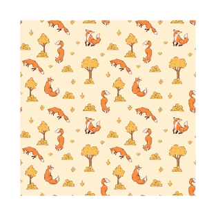 Fox Pattern Cute Animal Drawing T-Shirt