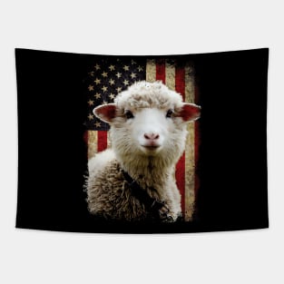 Woolly Wonders Sheep Chronicles, Stylish Tee Extravaganza Tapestry