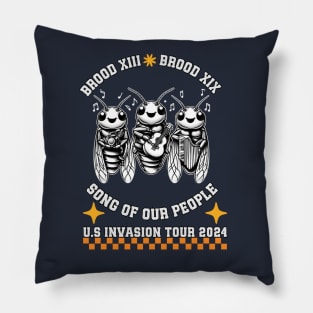 funny Cicada Invasion 2024 Cicada event Brood XIX Song Tour Pillow