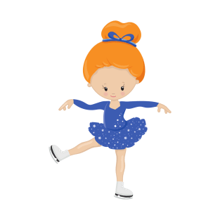 Figure Skating, Ice Skating Girl, Orange Hair T-Shirt