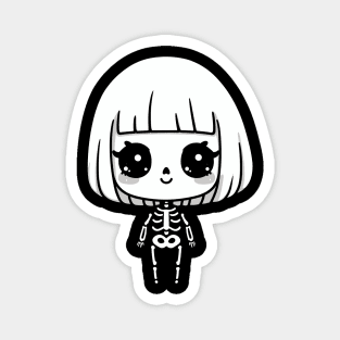 Cute Girl Skeleton in Kawaii Style | Halloween for Girls | Cutesy Girly Design Magnet