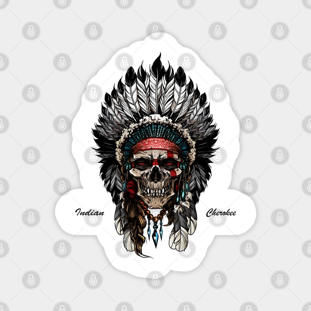 Indian Skull Warrior T-shirt Magnet by Bitom