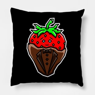 Cute and Happy Chocolate Dipped Strawberry in a Chocolate Tuxedo Gift - Chocolate Strawberry Pillow