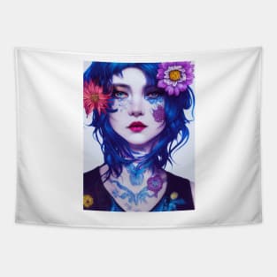 Beautiful Blue Hair Snow White Tapestry