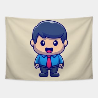 Fatty Male Employee Cartoon Tapestry