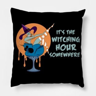 It's The Witching Hour Somewhere (Green) Pillow