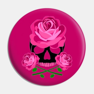 Pink Rose Skull Pin