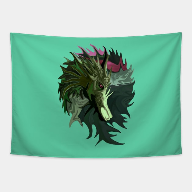 Watermelon Tourmaline Dragon Tapestry by distortionart