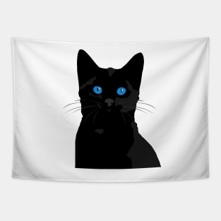 Black Cat with Blue Eyes Tapestry