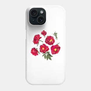 red peony on white Phone Case