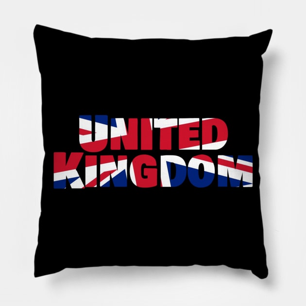 United Kingdom Flag Text Logo Pillow by ElevenGraphics