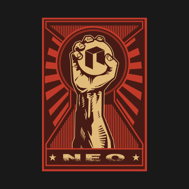 NEO COIN: Propaganda style triumphant fist clutching a Neo coin by DesignbyDarryl