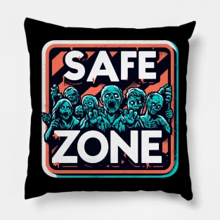 Zombie apocalypse Safe zone Retro Pillow