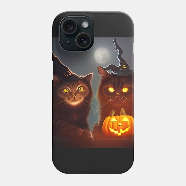 Two Silly Cats with Halloween Witch Hats Phone Case by SmartPufferFish