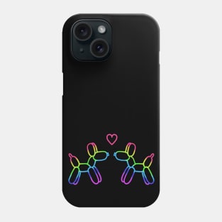 Rainbow Balloon Dogs in Love on Black Phone Case