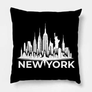 Silhouette of New York Skyline Pillow