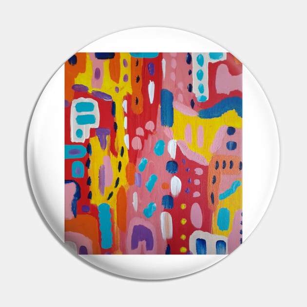 Bold Primary Colors Abstract Painting Pin by DanielleGensler