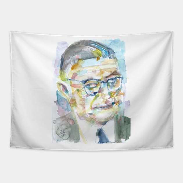 SARTRE - watercolor portrait .€ Tapestry by lautir