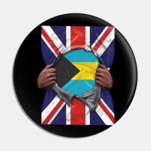 Bahamas Flag Great Britain Flag Ripped - Gift for Bahamian From Bahamas Pin