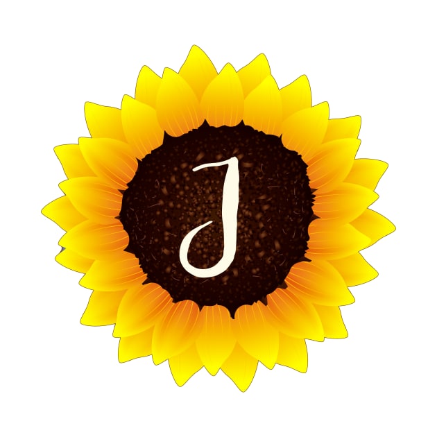 Floral Monogram J Bright Yellow Sunflower by floralmonogram