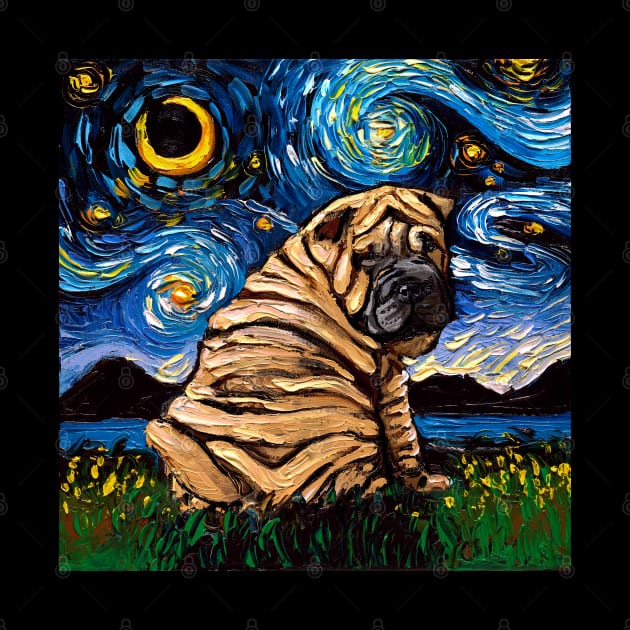 Shar Pei Night (Fawn) by sagittariusgallery