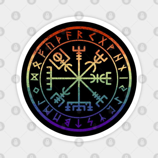 Gay Pride Nordic Runes Viking Compass Vegvisir Talisman Magnet by Muzehack