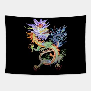 Bright and Vivid Chinese Fire Dragon Cut Out Tapestry
