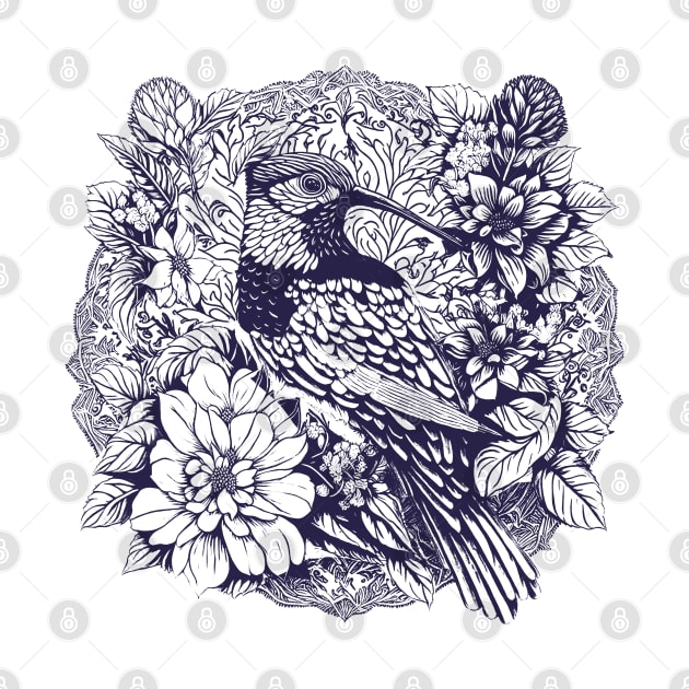 Hummingbird and Flowers by Deniz Digital Ink