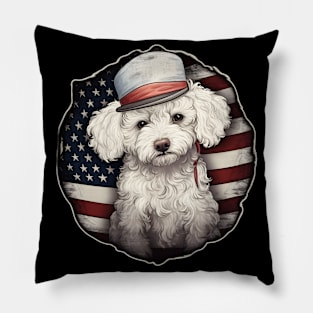 Patriotic Bichon Frise Pillow