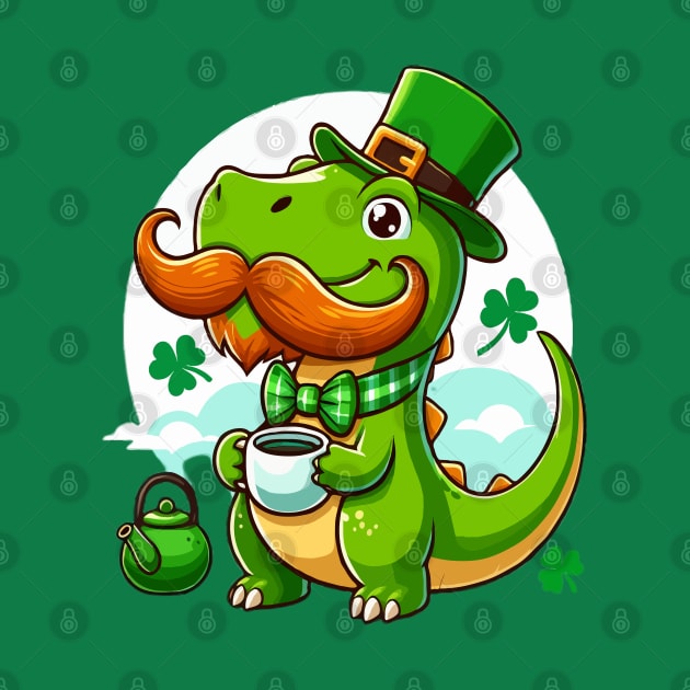 st patricks day Funny dinosaur with mustache love coffee by WOLVES STORE