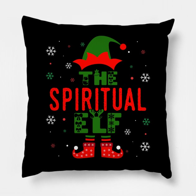 Family Christmas Matching Squad Outfit Elf Funny Spiritual Pillow by TheVintageChaosCo.