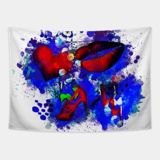 Lips, Heart and High Heels Tapestry