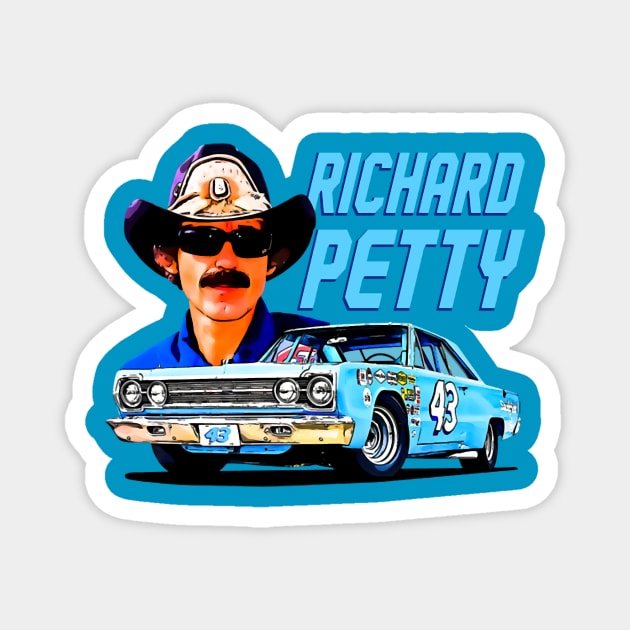 Richard Petty 43 Legend 70S Retro Magnet by Erianna Bee