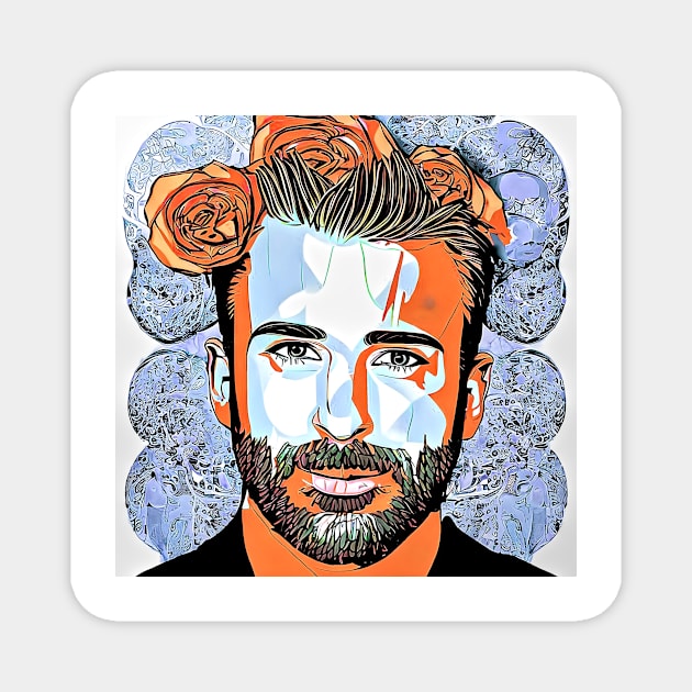 Chris with roses Magnet by bogfl