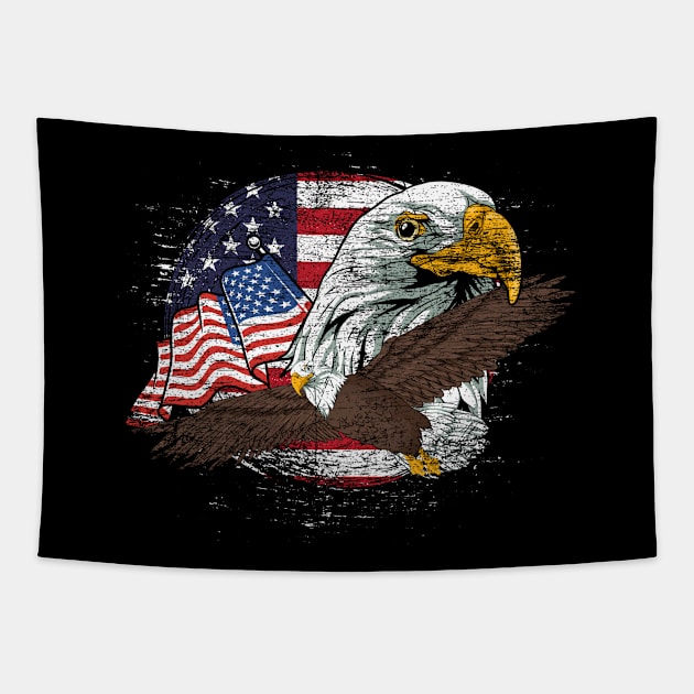 US Flag American Bald Eagle Tapestry by ShirtsShirtsndmoreShirts