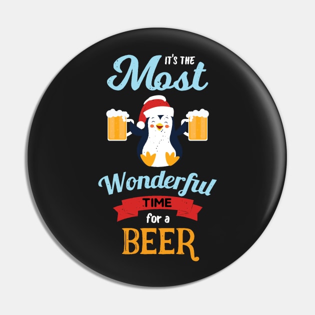 Its The Most Wonderful Time For A Beer Xmas Party Drinking Pin by GDLife