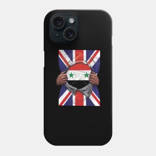 Syria Flag Great Britain Flag Ripped - Gift for Syrian From Syria Phone Case