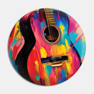 Acoustic Guitar Portrait Modern Oil Painting Style Digital Art Pin