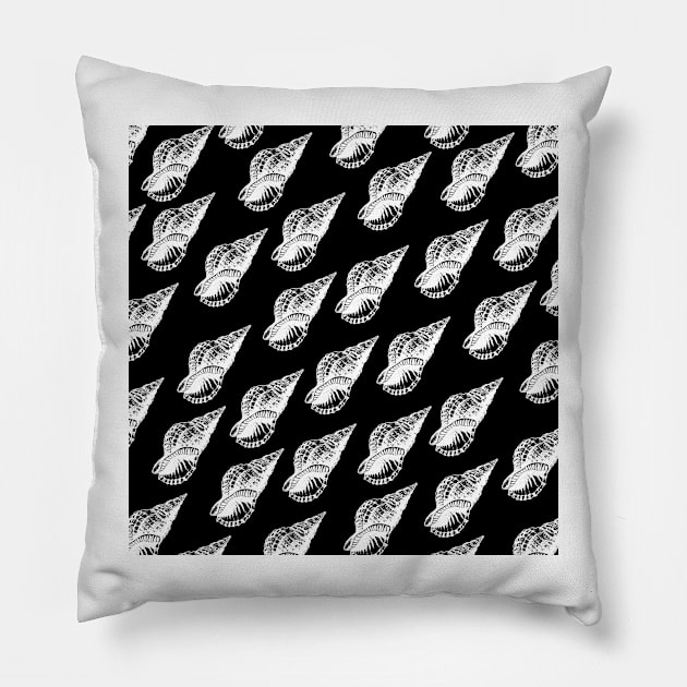 tulip shell aloha print pattern black and white Pillow by maplunk