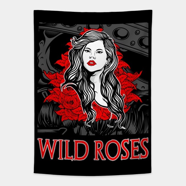 Wild Roses Tapestry by black8elise