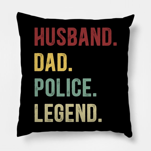 Police Funny Vintage Retro Shirt Husband Dad Police Legend Pillow by Foatui