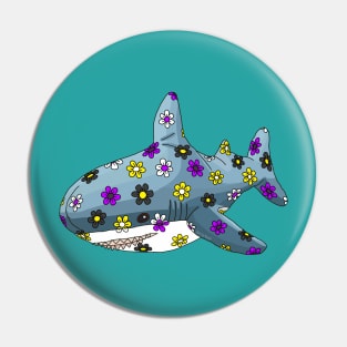 The Non-binary Blue Shark Pin