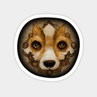 Corgi Surreal Steampunk Artwork, Dog Lover Magnet