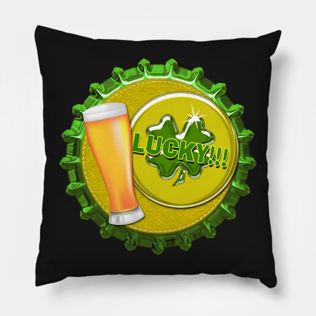 St. Patrick's Day Beer Lucky Magnet and Sticker by Cherie(c)2022 Pillow by CheriesArt