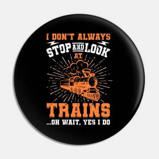 I Don't Always Stop Look At Trains Gift Pin