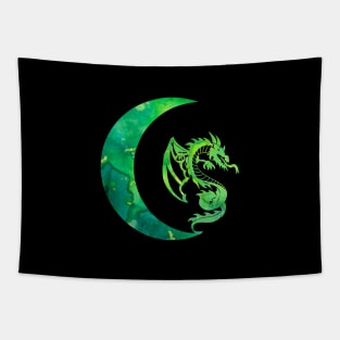 Green Crescent Moon and Dragon Tapestry