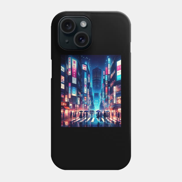 Tokyo Rain - Anime Drawing Phone Case by AnimeVision