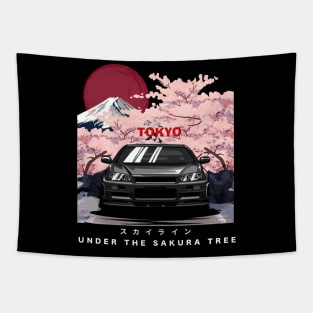 Nissan Skyline r34 GTR, JDM Car Tapestry